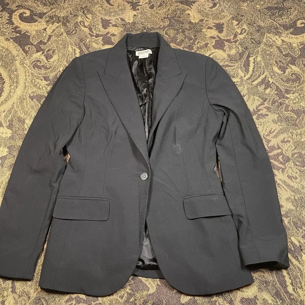 Michael Kors Black One Button Blazer Woman's Size 8 Wool Blend